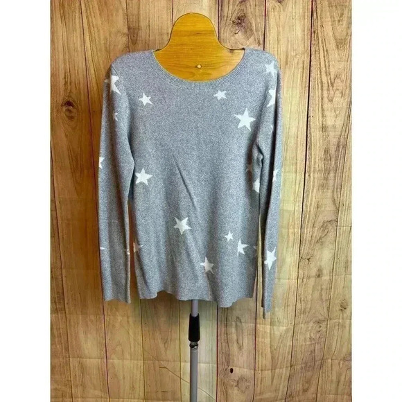 Banana Republic Factory Store Fitted Star Gray Sweater Women's Size S - Picture 1 of 7